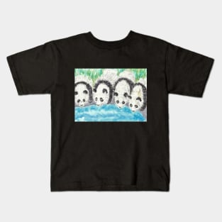 Panda bear drinking water Kids T-Shirt